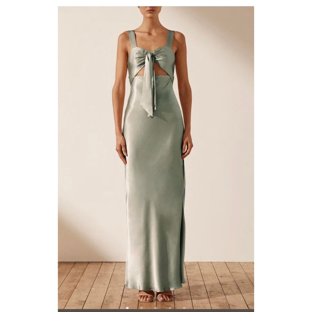 Shona Joy LA LUNE BOW TIE MAXI DRESS - Sage